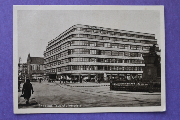 Postcard PC Breslau Wrocław 1925-1945 Tauentzienplatz Warehouse Wertheim Architecture Poland Polska
